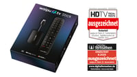 Stick waipu.tv (generația a 2-a) cu telecomandă și iluminare de fundal, WiFi, LAN, HDMI, 4K, HDR10+, Dolby Atmos, voucher pe 3 luni cu 300 de canale TV și 40.000 de filme 4
