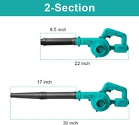 Waitley Vezeték Nélküli Lombfúvó Makita 18V Akkumulátorokkal Kompatibilis - PC Tisztítás, Hóeltakarítás, 40m/s Sebesség, Állítható 2