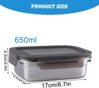 WakiHong 4 db-os Ételtartó Szett 650 ml, Fém Tárolódoboz Fedővel, Hűtőszekrény Tárolás - Black 2