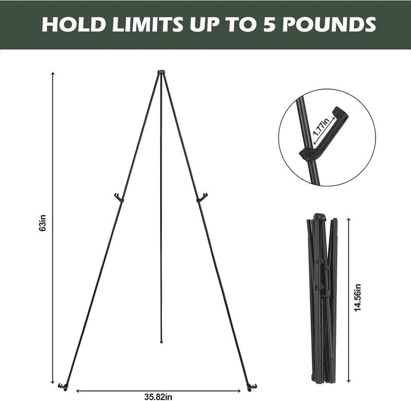 WAKSOX 160cm összecsukható festőállvány esküvői táblákhoz, plakátokhoz, vászonhoz