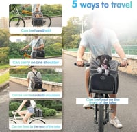 Cyklistický košík a batoh pre psov Wakytu, skladacia taška na bicykel pre mačky a malé psy, s reflexnými prvkami a 2 bočnými vreckami 5