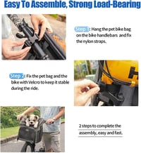 Cyklistický košík a batoh pre psov Wakytu, skladacia taška na bicykel pre mačky a malé psy, s reflexnými prvkami a 2 bočnými vreckami 8