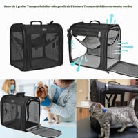 Cușcă de transport pliabilă pentru pisici Wakytu, 89x35x43 cm, pentru 2 pisici, geantă de transport și scaun auto 2 în 1, pentru câini de talie mică și pisici 5