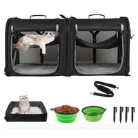 Cușcă de transport pliabilă pentru pisici Wakytu, 89x35x43 cm, pentru 2 pisici, geantă de transport și scaun auto 2 în 1, pentru câini de talie mică și pisici 1