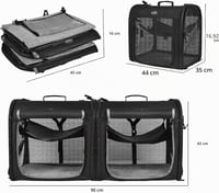 Cușcă de transport pliabilă pentru pisici Wakytu, 89x35x43 cm, pentru 2 pisici, geantă de transport și scaun auto 2 în 1, pentru câini de talie mică și pisici 7