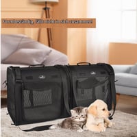 Cușcă de transport pliabilă pentru pisici Wakytu, 89x35x43 cm, pentru 2 pisici, geantă de transport și scaun auto 2 în 1, pentru câini de talie mică și pisici 8