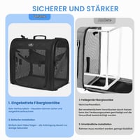 Cușcă de transport pliabilă pentru pisici Wakytu, 89x35x43 cm, pentru 2 pisici, geantă de transport și scaun auto 2 în 1, pentru câini de talie mică și pisici 3