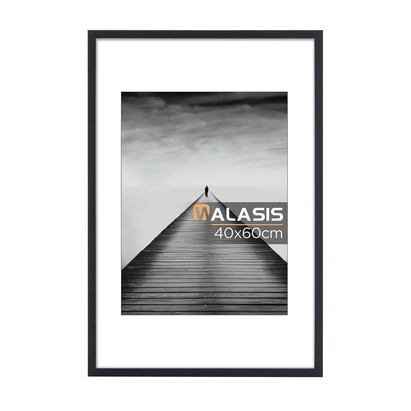 Ramă foto Walasis 40x60 cm, negru, cu passe-partout - Ramă foto din lemn pentru poster cu sticlă acrilică