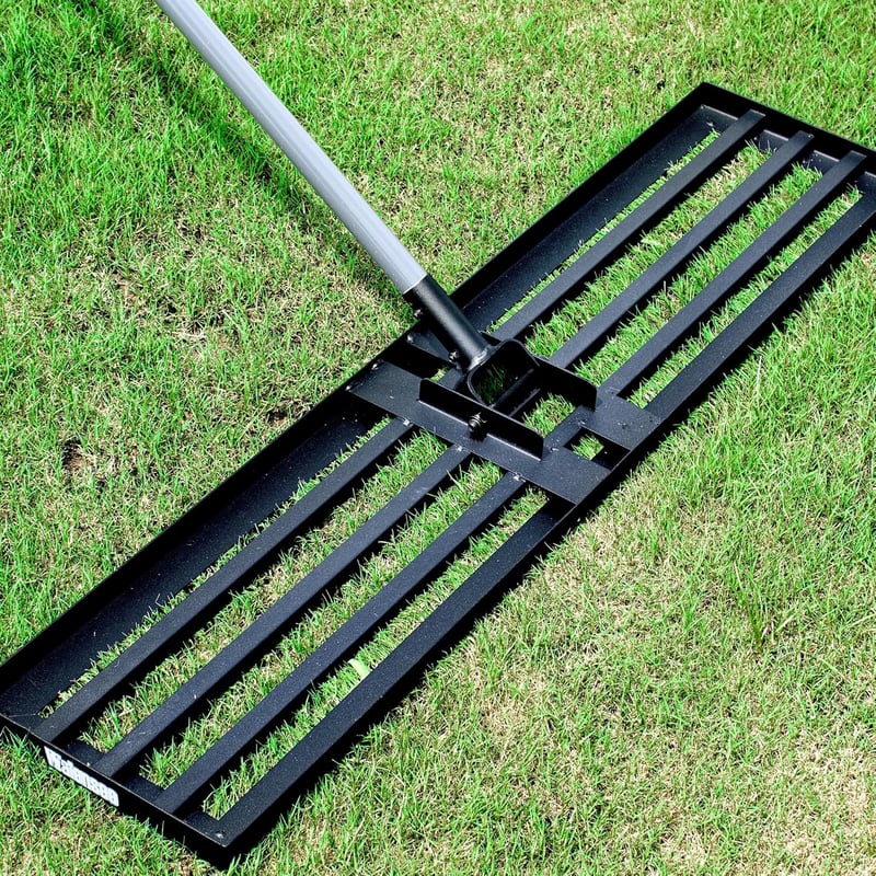 Walensee 7ft Fűnyíró Simító Rake Acél Nyéllel Kerthez Golfpályához - 213cm 114x25cm