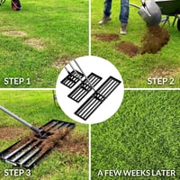 Walensee 7ft Fűnyíró Simító Rake Acél Nyéllel Kerthez Golfpályához - 213cm 114x25cm 6