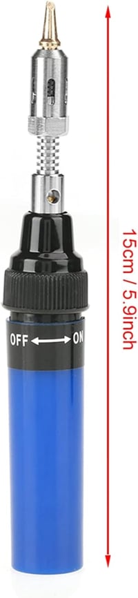 Walfront Gázos Forrasztópáka Készlet 1300°C Mini Égő Butángáz Ceruza Forrasztó Torch 8ml Tartály 35-45 Perc Kék 2