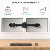 WALI Dual Monitor Fali Tartó, 2 Képernyőhöz 27" Vízszintes Rögzítő Kar, Fekete 2