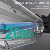 WALI GSMP001N Plynový držiak na monitor pre 17-34 palcové obrazovky, 12 kg, VESA 75/100 mm, so stolovou svorkou a priechodkou, čierny 6