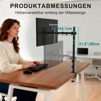 WALI M001XL Stolový držiak na monitor – do 32", 10 kg, plne polohovateľný, sklopný, otočný, VESA 75/100 mm, čierny 5