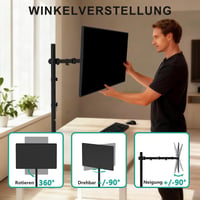 WALI M001XL Stolový držiak na monitor – do 32", 10 kg, plne polohovateľný, sklopný, otočný, VESA 75/100 mm, čierny 3