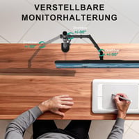 WALI M001XL Stolový držiak na monitor – do 32", 10 kg, plne polohovateľný, sklopný, otočný, VESA 75/100 mm, čierny 4