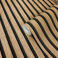 WALLCOVER Tapet Aspect Lemn Maro din Material Nețesut Panouri Acustice Efect 3D Stil Scandinav Lemn Natural Modern 10,05 m x 0,53 m Fabricat în Germania 1