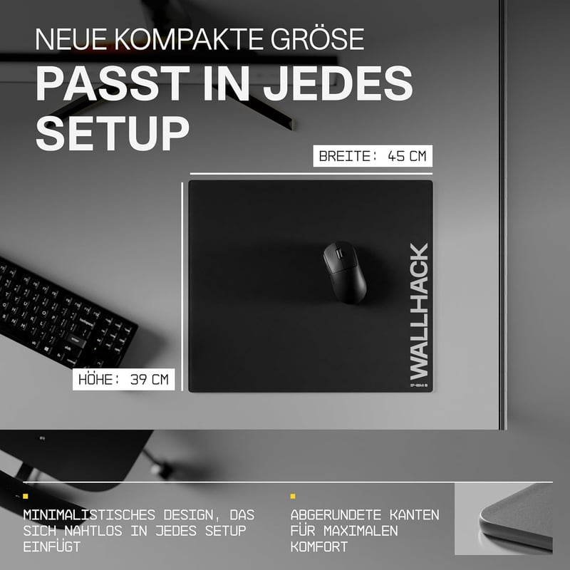 Wallhack SP-004A Üveg Gamer Egérpad 390×450mm Fekete - Gyors Csúszás és Kontroll