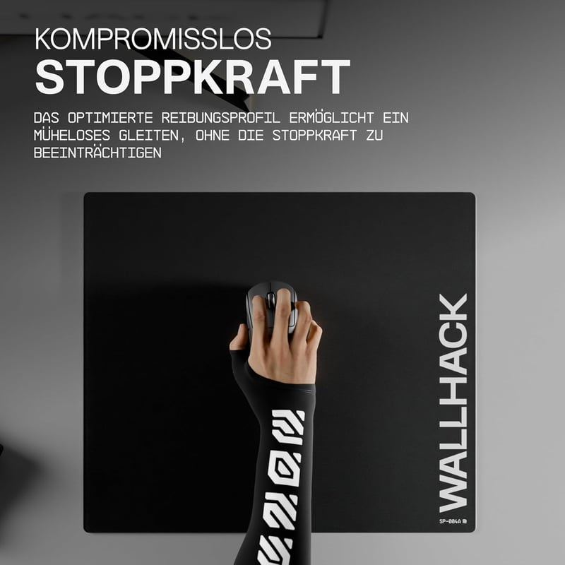 Wallhack SP-004A Üveg Gamer Egérpad 390×450mm Fekete - Gyors Csúszás és Kontroll