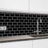 WALPLUS 3D Csempe Matrica 30x15cm Fekete Mozaik Öntapadós Vízálló Fényes Csempematrica Konyha Fürdőszoba Metro Mintás 3
