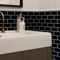 WALPLUS 3D Csempe Matrica 30x15cm Fekete Mozaik Öntapadós Vízálló Fényes Csempematrica Konyha Fürdőszoba Metro Mintás 5