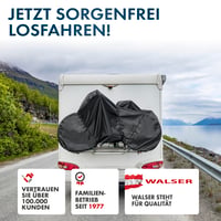 Walser Obal na 2 bicykle – 100 % vodoodolný ochranný kryt na nosič bicyklov, obytné vozidlo, s napínacími gumami a úložným vakom, 210x80x115 cm, čierny 7