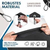 Walser Obal na 2 bicykle – 100 % vodoodolný ochranný kryt na nosič bicyklov, obytné vozidlo, s napínacími gumami a úložným vakom, 210x80x115 cm, čierny 6