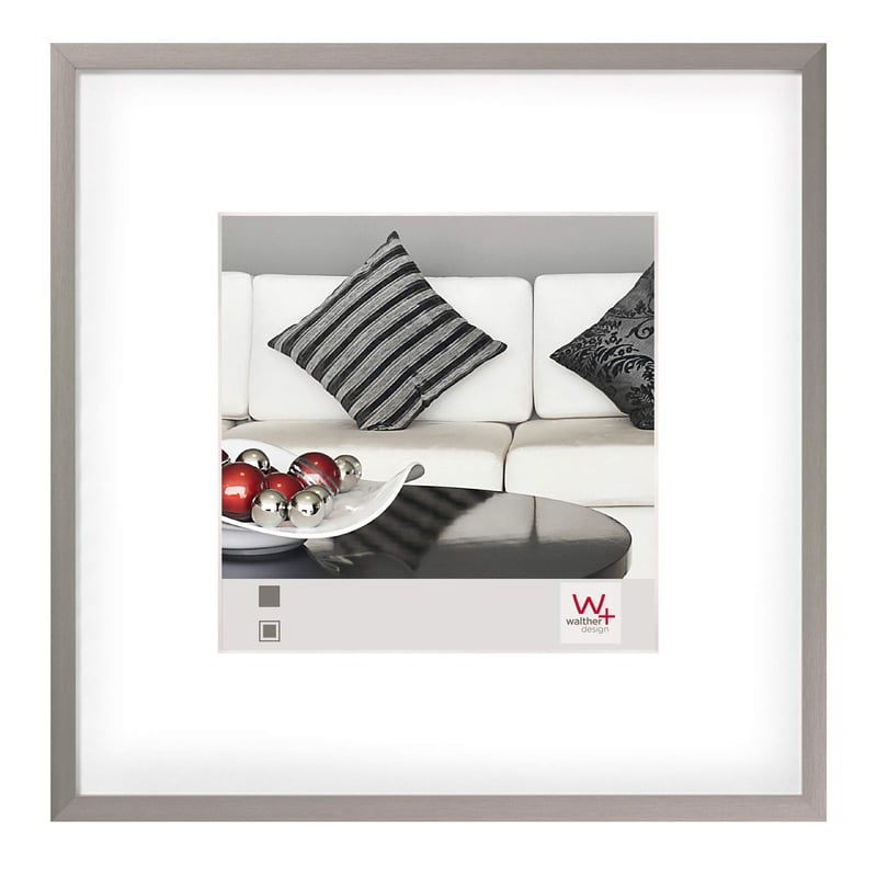 Hliníkový rám na obrazy walther design AJ220D 20x20 cm s paspartou z ocele