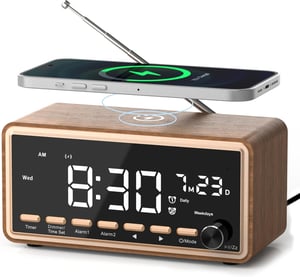 WamGra Digitális Ébresztőóra FM Rádió Bluetooth Hangszóró Vezeték Nélküli Töltés