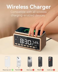 WamGra Digitális Ébresztőóra FM Rádió Bluetooth Hangszóró Vezeték Nélküli Töltés 5