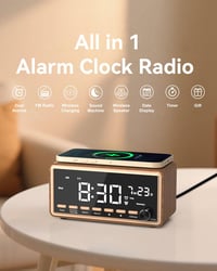 WamGra Digitális Ébresztőóra FM Rádió Bluetooth Hangszóró Vezeték Nélküli Töltés 2