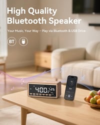WamGra Digitális Ébresztőóra FM Rádió Bluetooth Hangszóró Vezeték Nélküli Töltés 6