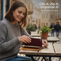 WANDERINGS Cipzáras Kártyatartó Utazási Napló Kiegészítő Bordó Vászon Tok 9