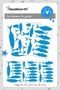 WandSticker4U Autocolant de perete Pești - Albastru deschis - Autocolant pentru gresie de baie, decor cameră copii, lumea subacvatică, animale marine 2