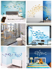 WandSticker4U Autocolant de perete Pești - Albastru deschis - Autocolant pentru gresie de baie, decor cameră copii, lumea subacvatică, animale marine 6