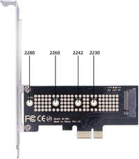 WANGCL NVMe PCIe adapter M.2 M-Key PCIe 1x bővítőkártya rögzítő konzollal 2