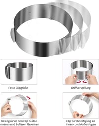 WANGDEFU állítható tortagyűrű rozsdamentes acél, 16-30 cm, 20 cm magas 3