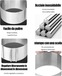 WANGDEFU állítható tortagyűrű rozsdamentes acél, 16-30 cm, 20 cm magas 5
