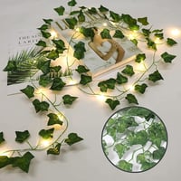 WANGDEFU Műborostyán Girland 12db 25m Zöld Növény 20m 200 LED Fényfüzérrel - Kültéri Vízálló Dekoráció Esküvőre Kertbe Teraszra 5