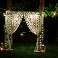 WANGDEFU Műborostyán Girland 12db 25m Zöld Növény 20m 200 LED Fényfüzérrel - Kültéri Vízálló Dekoráció Esküvőre Kertbe Teraszra 6
