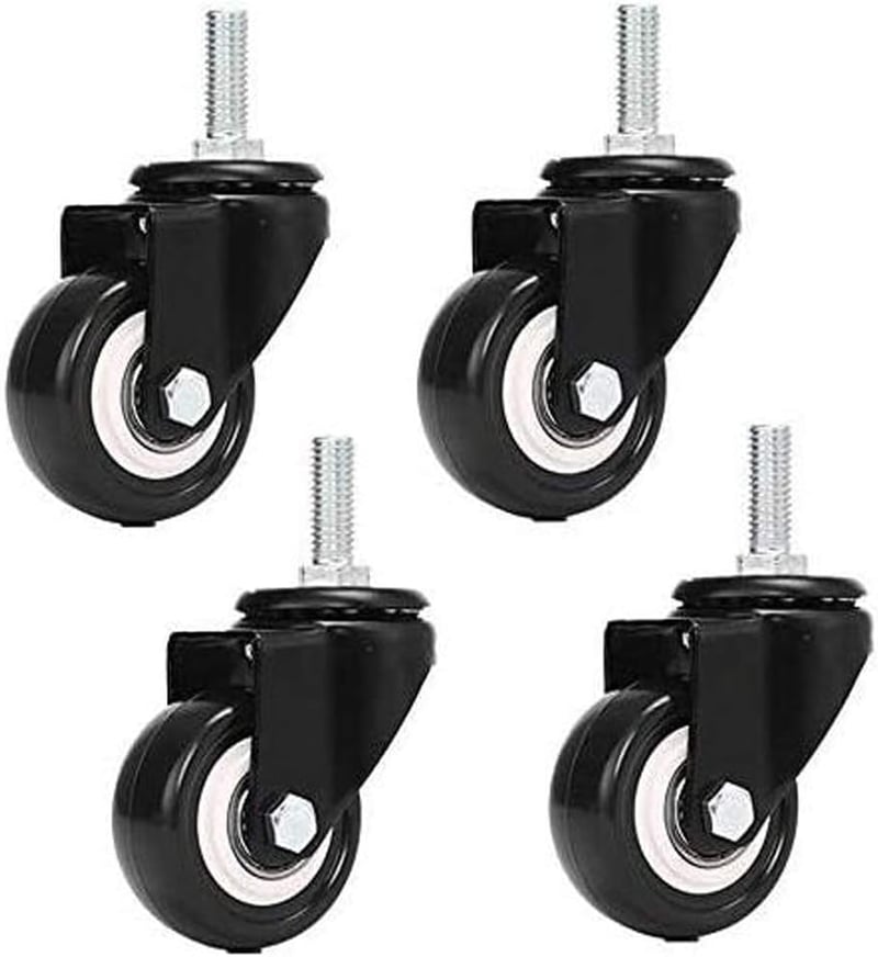 WANLIAN M8 x 25mm Bútor Görgő Szett - 4db Forgó Poliuretán Kerék, 240kg Teherbírás, Bútormozgatáshoz, Asztalokhoz, Székekhez - Fékmentes Kiv