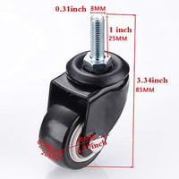 WANLIAN M8 x 25mm Bútor Görgő Szett - 4db Forgó Poliuretán Kerék, 240kg Teherbírás, Bútormozgatáshoz, Asztalokhoz, Székekhez - Fékmentes Kiv 3