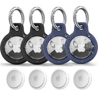Husă Wanme AirTag cu breloc, husă de protecție din silicon pentru Apple AirTag, rezistentă la apă, rezistentă la zgârieturi, poate fi atașată la zgardă - Negru/Negru/Albastru/Albastru 1