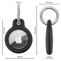 Husă Wanme AirTag cu breloc, husă de protecție din silicon pentru Apple AirTag, rezistentă la apă, rezistentă la zgârieturi, poate fi atașată la zgardă - Negru/Negru/Albastru/Albastru 4