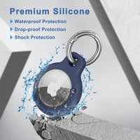 Husă Wanme AirTag cu breloc, husă de protecție din silicon pentru Apple AirTag, rezistentă la apă, rezistentă la zgârieturi, poate fi atașată la zgardă - Negru/Negru/Albastru/Albastru 3