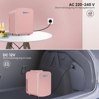WANNYTON hordozható mini hűtőszekrény, 4 liter, hűtés/fűtés, AC/DC - rózsaszín 4
