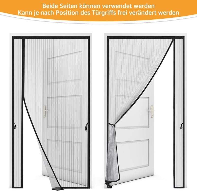 Wanoore Mágneses Szúnyogháló Ajtóra 100x200cm Fekete Automatikus Zárás