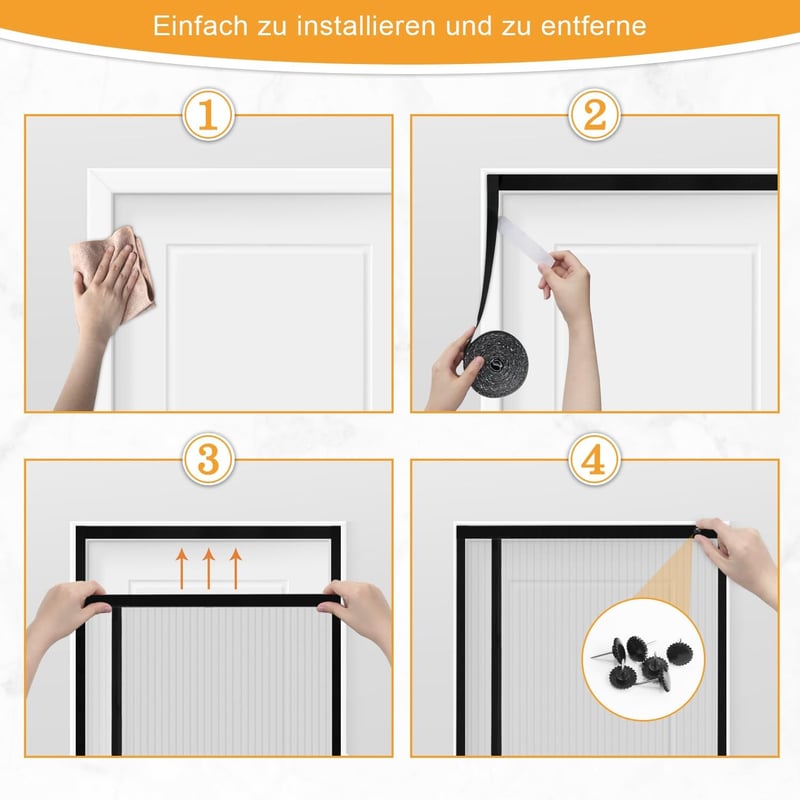 Wanoore Mágneses Szúnyogháló Ajtóra 100x200cm Fekete Automatikus Zárás