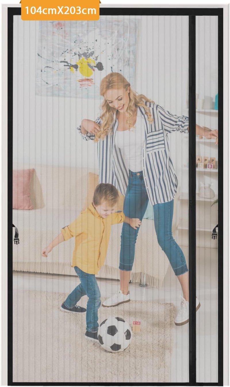 Wanoore Mágneses Szúnyogháló Ajtóra 100x200cm Fekete Automatikus Zárás