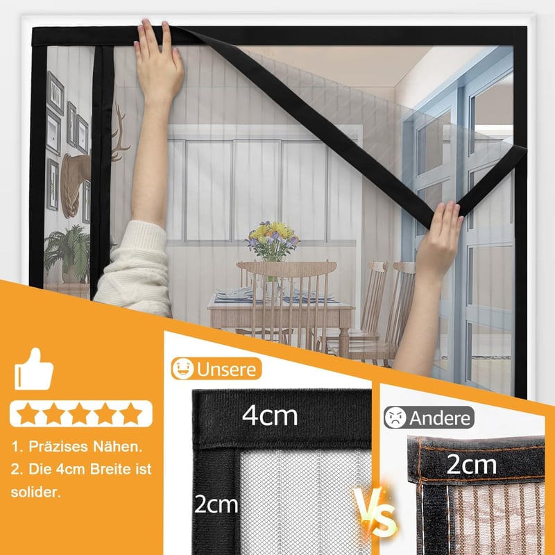 Wanoore Mágneses Szúnyogháló Ajtóra 100x200cm Fekete Automatikus Zárás